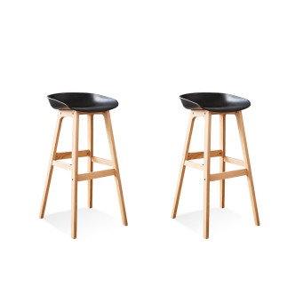 Lot de 2 tabourets scandinaves noirs Bera - Pieds en Bois