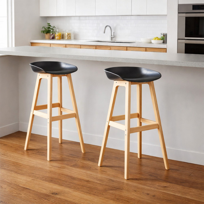 Lot de 2 tabourets scandinaves noirs Bera - Pieds en Bois