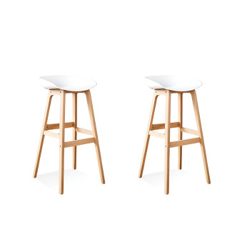 Lot de 2 tabourets scandinaves blancs Bera |DESIGNETSAMAISON