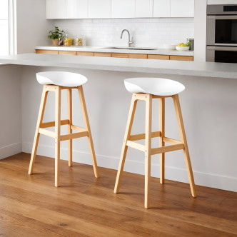 Lot de 2 tabourets scandinaves blancs Bera |DESIGNETSAMAISON