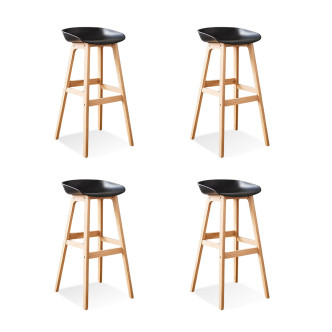 Lot de 4 tabourets scandinaves noirs Bera - Style Nordique