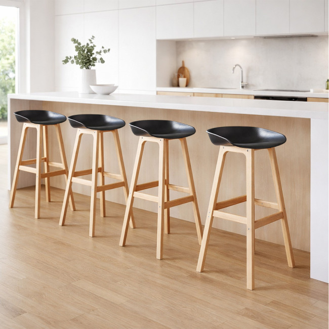 Lot de 4 tabourets scandinaves noirs Bera - Style Nordique