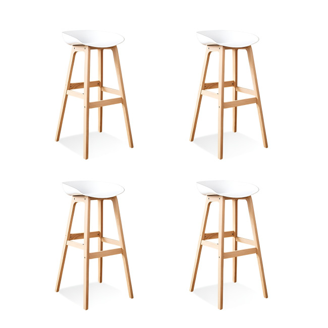 Lot de 4 tabourets scandinaves blancs Bera