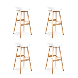 Lot de 4 tabourets scandinaves blancs Bera