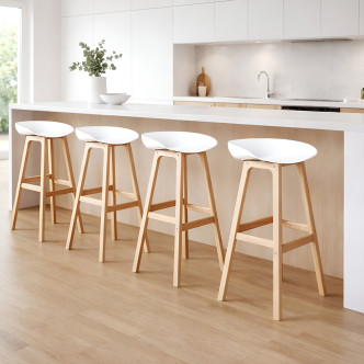 Lot de 4 tabourets scandinaves blancs Bera