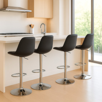 Lot de 4 tabourets noirs réglables Deki - Offre Exclusive