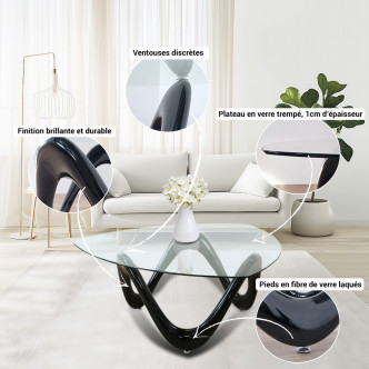 Table basse noire Niagara - Stocks Limités !