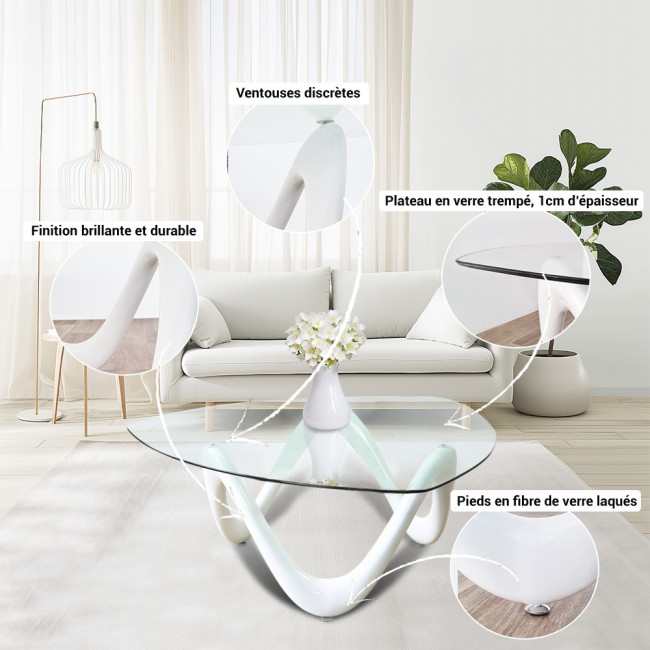 Table basse blanche de salon - Niagara