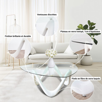 Table basse blanche de salon - Niagara