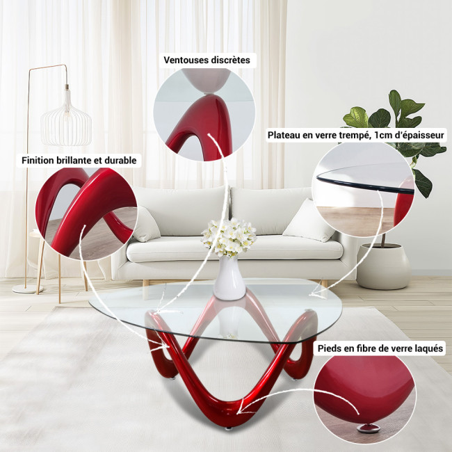 Table basse rouge Niagara | Prix Bas Garanti ! 