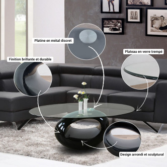 Table basse noire de salon Symbiose - Prix Canon !