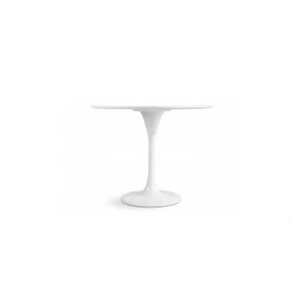 Table blanche ronde laquée 90cm Tulipe - Prix Choc !