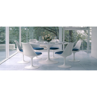 Table blanche ronde laquée 90cm Tulipe - Prix Choc !