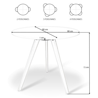Table Ronde Blanche : Plateau 80 cm 