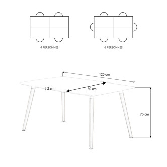 Table à manger rectangulaire design noire 120cm - Pas Cher