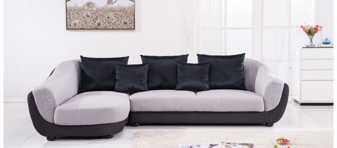 Canapé d'angle gauche en tissu gris - Colorado