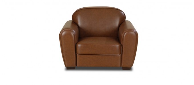 Fauteuil 1 place en simili (PU) marron - Club