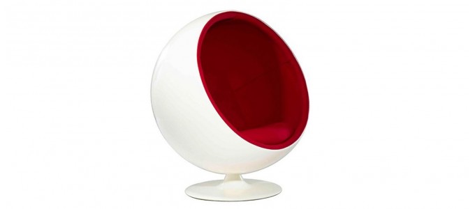 Fauteuil design en velours rouge - Boule