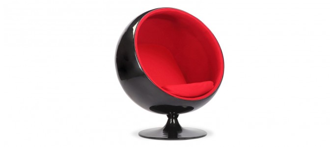 Fauteuil design en velours rouge - Boule