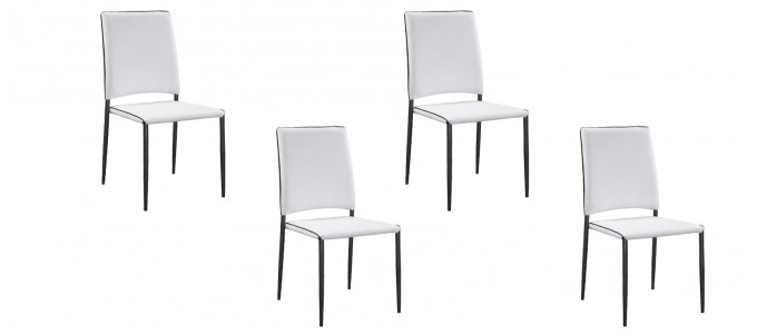 Lot de 4 chaises salle à manger blanches - Tudelia