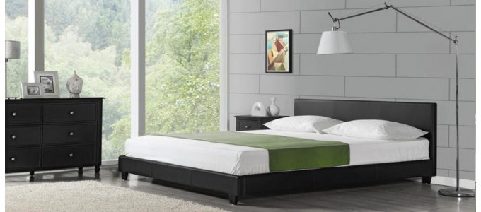 Lit design marron avec sommier - Zen
