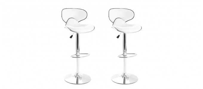 Lot de 2 tabourets de bar design blanc - Volta