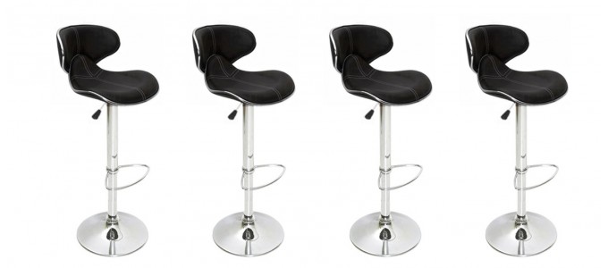 Lot de 4 tabourets de bar design noir avec coutures - Volta