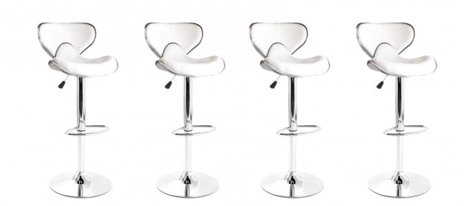 Lot de 4 tabourets de bar design blanc avec coutures - Volta