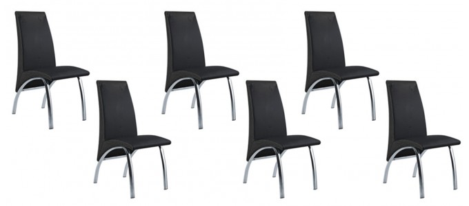 Lot de 6 chaises salle à manger noires - Oka