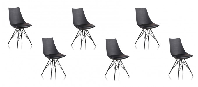 Lot de 6 chaises discount noires - Eif