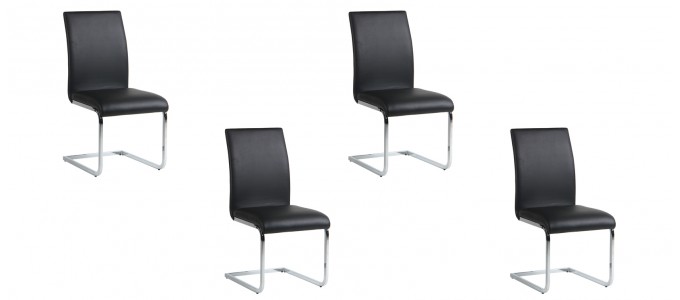 Lot de 4 chaises salle à manger noires - Ottawa