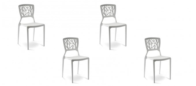 Lot de 4 chaises design blanches - Verdi