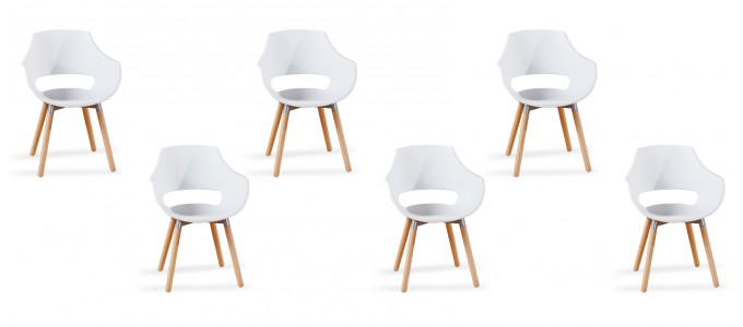 Lot 6 fauteuils scandinaves blancs - Treia