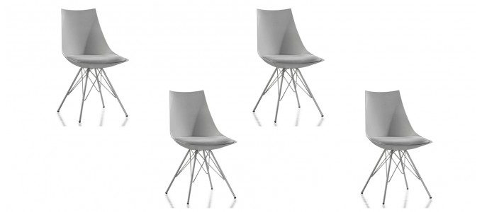 Lot de 4 chaises design grises - Eif