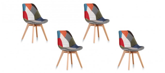 Lot de 4 chaises scandinaves patchwork - Prague