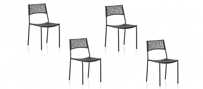 Lot de 4 chaises extérieur noires - Berlin