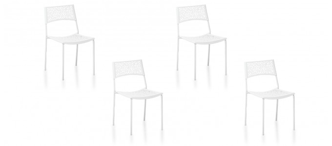 Lot de 4 chaises extérieur blanches - Berlin