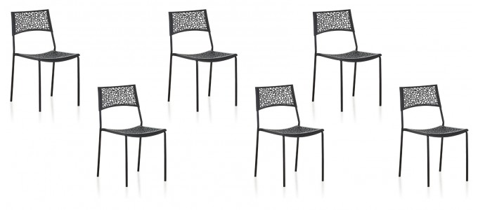 Lot de 6 chaises extérieur noires - Berlin