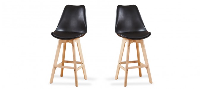 Lot de 2 tabourets de bar scandinave noirs - Gotteborg