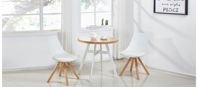 Table à manger scandinave ronde chêne 80cm - Puglia