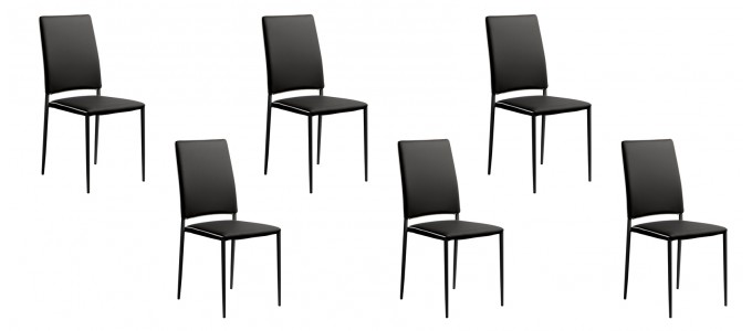 Lot de 6 chaises de salle à manger noires - Tudelia