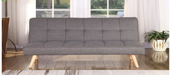 Banquette clic clac 3 places en tissu gris - Siljan