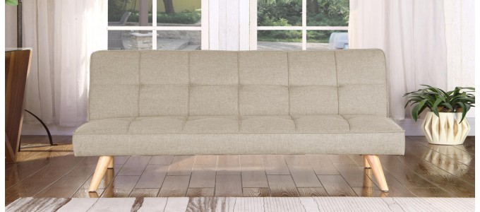 Banquette clic clac 3 places en tissu taupe - Siljan