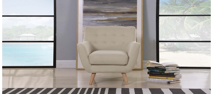 Fauteuil scandinave en tissu taupe - Nils