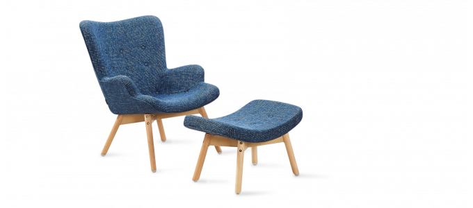 Fauteuil scandinave bleu patchwork - Stockholm