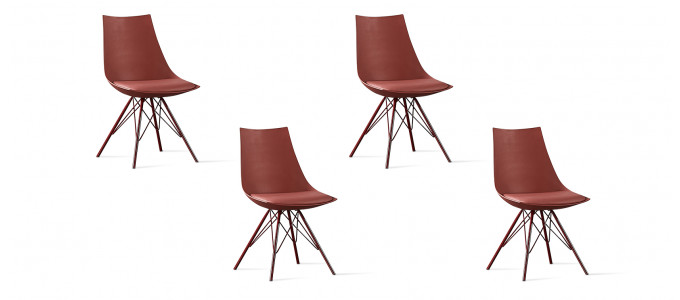 Lot de 4 chaises design rouges - Eif