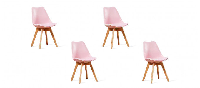 Lot de 4 chaises scandinaves roses - Bjorn