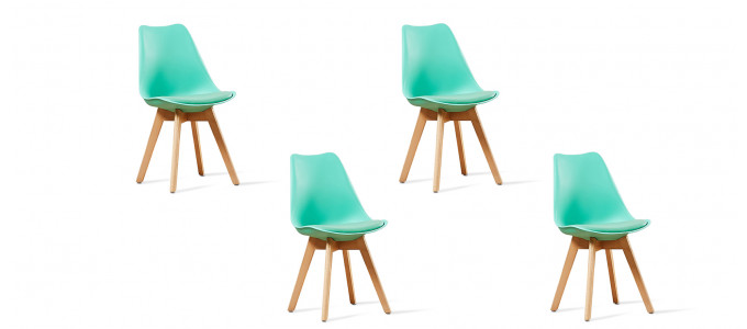 Lot de 4 chaises scandinaves vertes - Bjorn