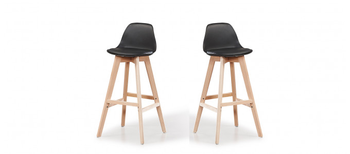 Lot de 2 tabourets de bar scandinaves noirs - Eski
