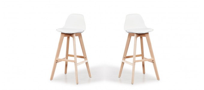 Lot de 2 tabourets de bar scandinaves blancs - Eski